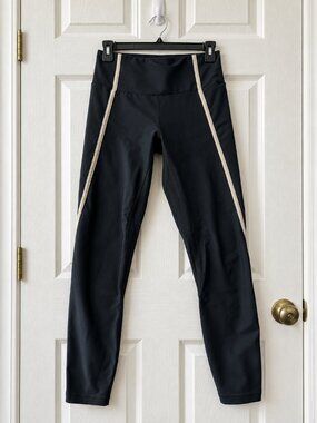 Abercrombie YPB sculptLUX Curve Love Black Tan Piped Leggings Size S Short